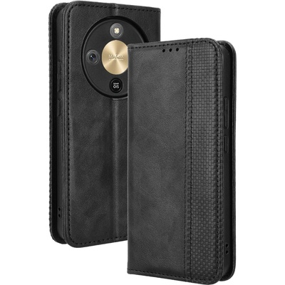 Huawei Калъф Портфейл за Honor Magic8 Lite 5G - Кожен с Ретро Дизайн, Мозаечна Граница, Стенд, Джобове за Карти, Магнитно Затваряне, Вкл. Протектор