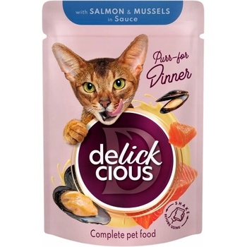 Delickcious Plátky s lososom a mušľami v omáčke 85 g