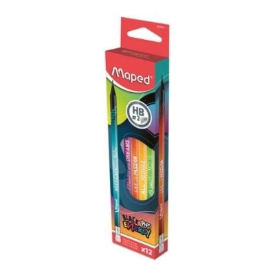 Maped Maped: Black Peps Energy триъгълни графитни моливи с гума, HB - 12 бр