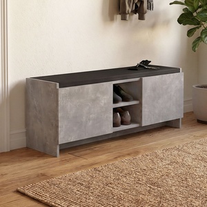 TopMebel Шкаф за обувки Verly TopMebel от меламин в цвят бетон сив 110x33.2x43cm