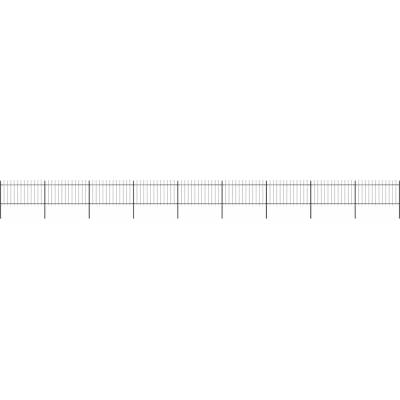 OMAXI Zahradní plot s kopím nahoře ocelový 1506 x 100 cm černý 710402