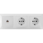 Aigostar - Ethernet розетка и 2x SCHUKO розетки с бяла рамка (AI2831)