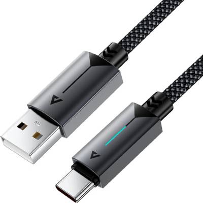 ACEFAST - Кабел за данни (C19-04) - USB към Type-C, бързо зареждане, 3A, устойчив на огъване, найлонова оплетка, 1.2 м - черен