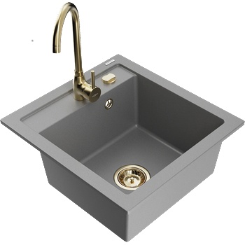 Mexen Vito гранитна мивка с една камера с кухненски смесител Telma, сив - 6503-71-670200-50 (6503-71-670200-50)