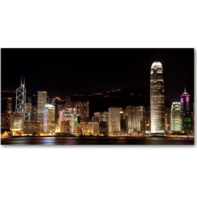 Foto obraz sklo tvrzené nočné Hongkong 100x50 cm