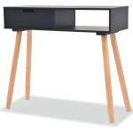 vidaXL Конзолна маса, иглолистна дървесина масив, 80x30x72 cм, черна (244738)