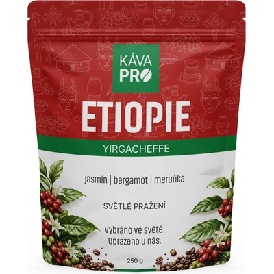 KávaPRO Etiopie Yirgacheffe výběrová káva mletí filtr 250 g