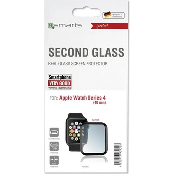 4SMARTS Извит Стъклен Протектор за APPLE Watch 5/4 40 mm, 4SMARTS 3D Glass, Черен (4S493287)