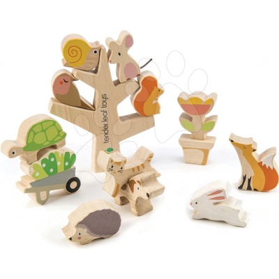 Tender Leaf Toys zvieratká lezúce po strome Stacking Garden Friends v plátenom vrecúšku
