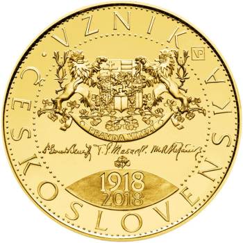 Česká mincovna zlatá minca 10000 Kč Vznik Československa 2018 Proof 31,107 g