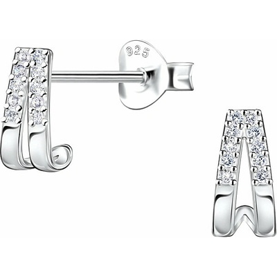 Nefertitis 34123 Stříbrné náušnice pecky se zirkony DOUBLE LINE NF61018 8 mm, 0,78 g