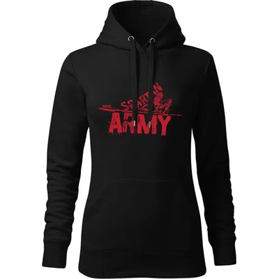 DRAGOWA дамски суитшърт с качулка Набис, червен надпис, черен, 320г/м2 (8501)