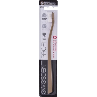 Swissdent Profi Whitening Active Coal Soft kartáček s měkkými štětinami s aktivním uhlím Gold