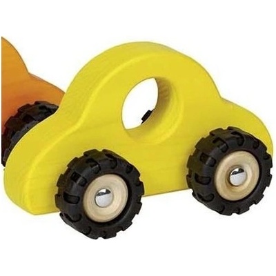 Goki Dřevěné auto s gumovými koly žlutá