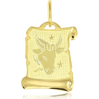 Gemmax Zlatý přívěsek na pergamenu s gravírováním znamení BÝK GUPYN 58031