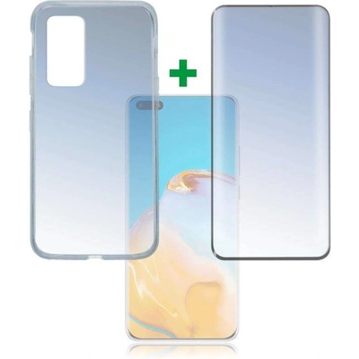 4smarts 360° Case Friendly Premium Protection Set - тънък силиконов кейс и стъклено защитно покритие за дисплея на Huawei P40 Pro (прозрачен)