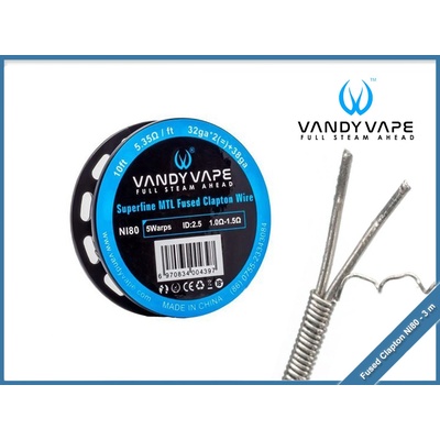 Vandy Vape Ni80 Superfine MTL Fused Clapton odporový drát 32GA*2 + 38GA 3m