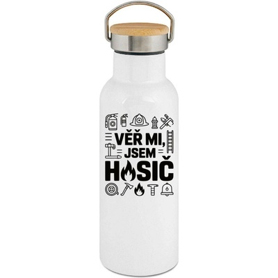 123TRIKO termoska Věř mi, jsem hasič, černý tisk 500 ml profese