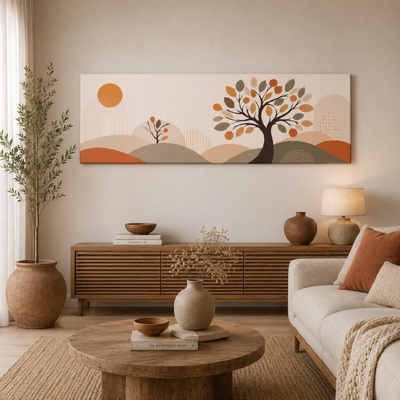 Obraz na plátně - Strom života Dech dávné země FeelHappy.cz Rozměr obrazu (Šířka x Výška): 150 x 50 cm