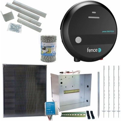 Expert sada solárneho ohradníka - Kompletná prenosná schránka + 3 J zdroj, 40 W panel, 3 mm lanko