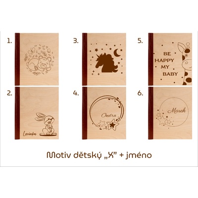 GEDEON Fotoalbum na fotorůžky 24x29 cm 40 stran Wood bronze GRAVÍR Rozměr: Rozměr do 225 cm2, Motiv gravíru: Motiv dětský "X" + jméno