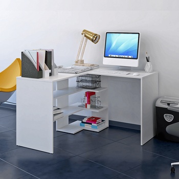 Ъглово компютърно бюро бяло tamari