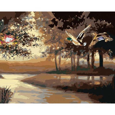 zuty Malování Podle Čísel Letící Kachny Nad Řekou D. Rusty Rust 40 x 50 Cm Plátno Rám