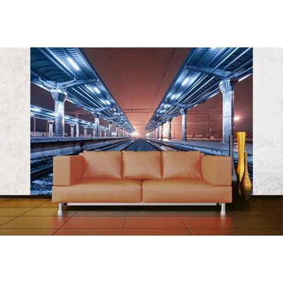 Dimex MA-5-2862 Samolepicí vliesová fototapeta na zeď Vlakové nádraží v noci rozměry 375 x 250 cm