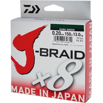 Daiwa J-Braid X8 Dark Green 150m 0,13mm 8,5kg