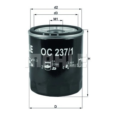 Olejový filter MAHLE ORIGINAL OC 237/1 (OC237/1)