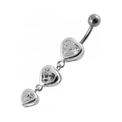 Šperky4U stříbrný piercing do pupíku srdíčka BP01266-C