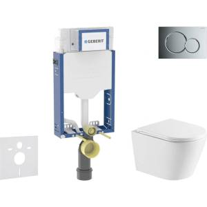 Geberit Kombifix - Комплект за вграждане в стена, тоалетна чиния Nefia и седалка с плавно затваряне, бутон Sigma01, лъскав хром SANI15CA1140 (SANI15CA1140)