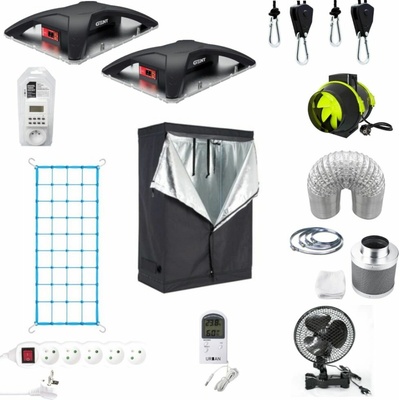 Growmarket Komplet grow box LED GENT 2x 100W Set Wide 120x60x180 cm