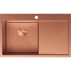 Mexen Exar стомана мивка с 1 отделение и ляво оттичане, 780 x 480 mm, мед HC (6433781010L-65HC) Мивка за вграждане