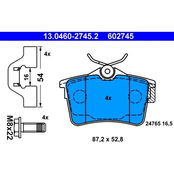 ATE Sada brzdových platničiek kotúčovej brzdy 13046027452