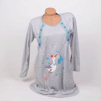 Image 1 of Нощница за кърмачки в сиво с щъркел и бебе