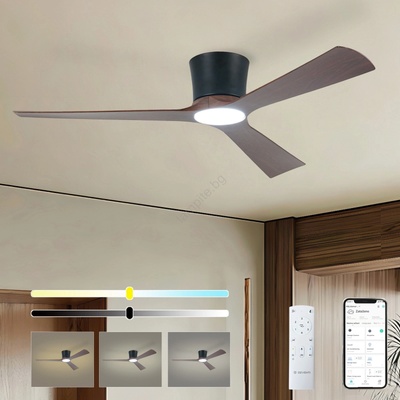 ZEVENTI - LED Таванен вентилатор AUREX LED/24W/230V Wi-Fi Tuya черен/орех + ДУ (ZV0077)