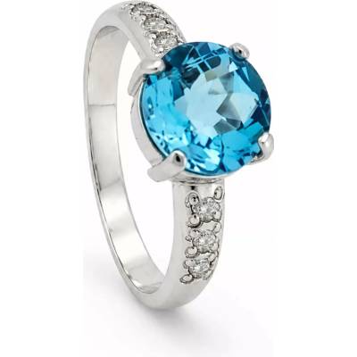 Stuchlík zlatý prsten s topazem a diamanty 015354