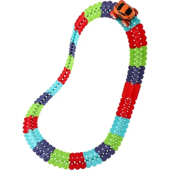 Teddies Autodráha barevná pružná 138 ks auto na baterie se světlem