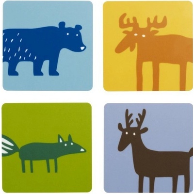 Klippan Švédsko Tácky pod sklenice Wild animals 4ks 9x9cm