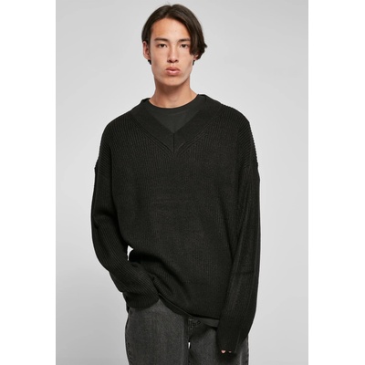 Urban Classics Мъжки плетен пуловер Urban Classics VNeck SweaterUB-TB5548-00007 - Черен, размер XL
