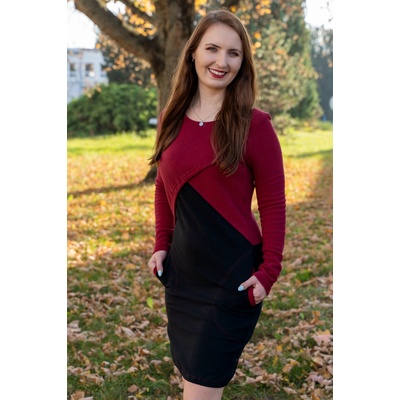 Jsem máma Zimní kojicí šaty vínově červené – Zboží Dáma