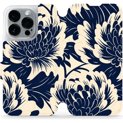 Mobiwear - Apple iPhone 14 Pro - VA40S Modré a béžové květy