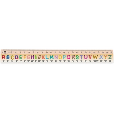 Metrie Didakt-M07 Dřevěné pravítko s potiskem Alphabet 25 cm