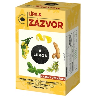 Leros Čajový Dýchánek bylinný čaj lípa a zázvor 20 x 2 g