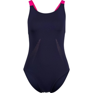 Speedo Дамски бански костюм Speedo Women's Solid Boom Leaderback One Piece Swimsuit - Peacoat/Margarita Pink - размер 38 (EU) (150-6099-0213)