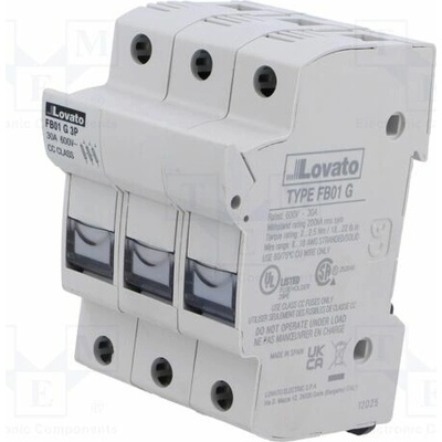 LOVATO ELECTRIC FB01G3P Pojistkový spodek; 10x38mm; na přípojnici DIN; 30A; 600VAC