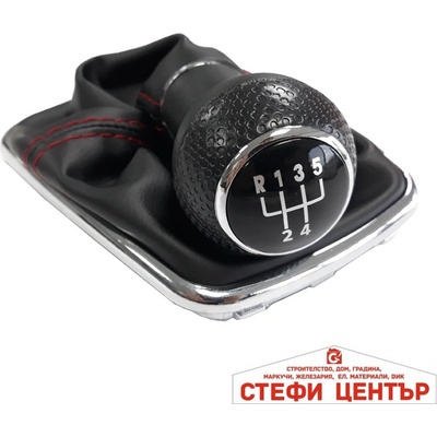 Paolo Топка за скоростен лост с маншон съвместима с VW Golf / Bora с 5 скорости - червен конец (58328)