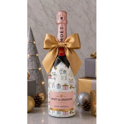 Moët & Chandon Rosé Impérial Vánoční zdobená lahev Zvířátka 0,375 l