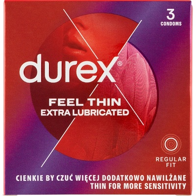 Durex Feel Thin Extra Lubricated Regular Fit 3 ks